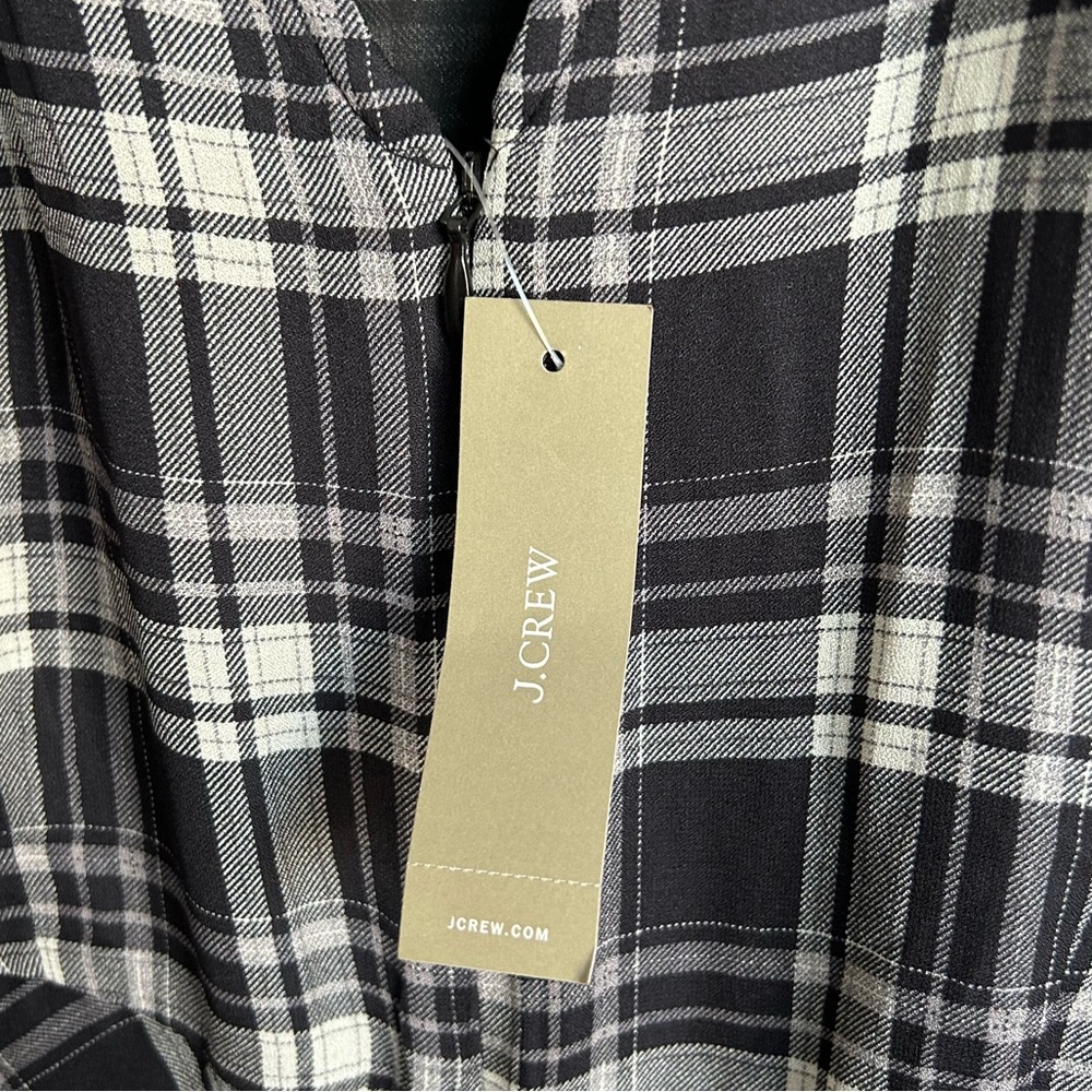 NWT J. Crew Chiffon Maxi Dress in Berkshire Plaid Womens 4 Black White - Picture 6 of 8